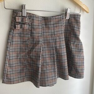 Zara Girls Skort Skater Mini Skirt Pleated Gingham Plaid 11 12 School Preppy